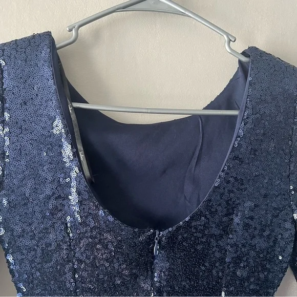 Lulus Navy Blue Sequin Bodycon 3/4 Sleeve Mini Dress Size Small - Picture 7 of 9